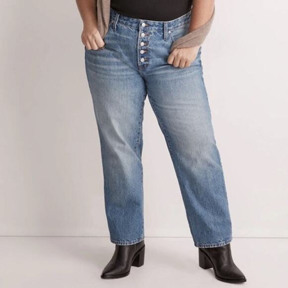 Madewell  The Plus Perfect Vintage Straight Jeans Button-Front Size W 22W - Picture 1 of 6